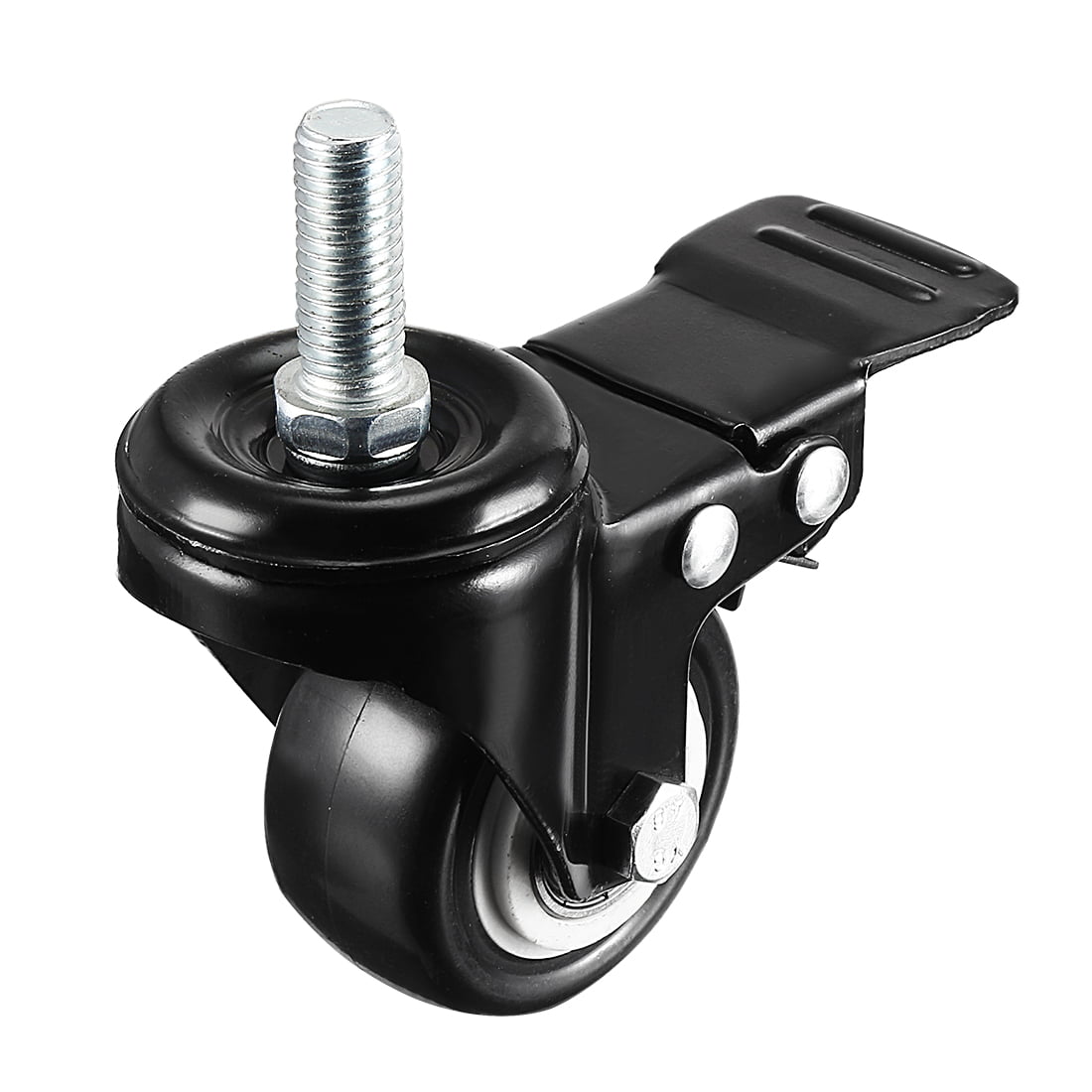 M10 x 25mm uxcell 1.5 inch Swivel Caster wheels PU 360 Degree Threaded Stem Caster Wheel with Brake Pack of 4 a18042600ux0160 330lb Total Load Capacity 